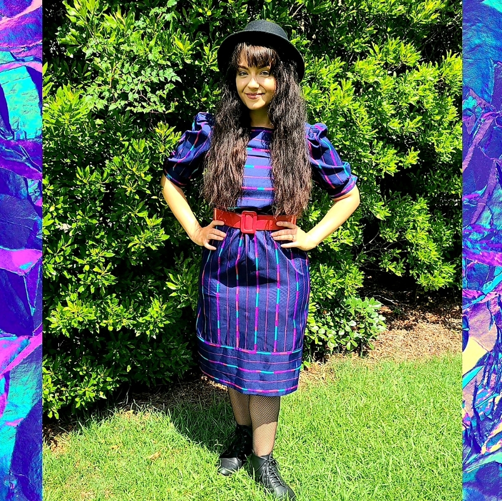 Fun Vintage 1980s Multicolor Dress